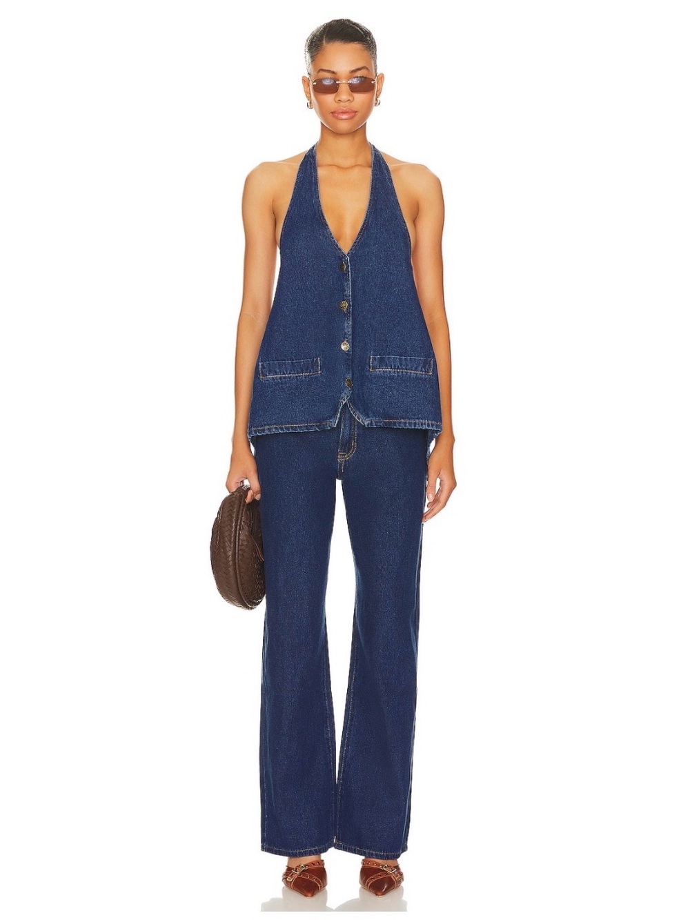 Lioness Dark Blue Halter Denim Top - Picture 3 of 3
